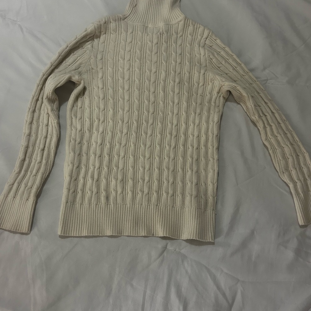 St. John's Bay Cream Cable Knit Turtleneck Sweater